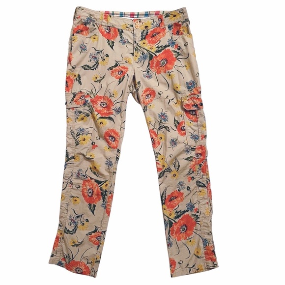 Anthropologie Hei Hei Sundrop Floral Cotton Cropped Cargo Pants Women’s Size 8 - Picture 2 of 8